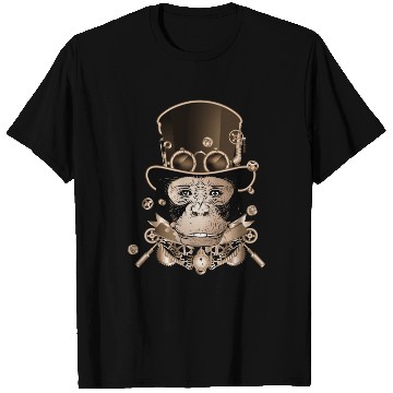 Discover Steampunk monkey with ancient cylinder hat look T Shirts
