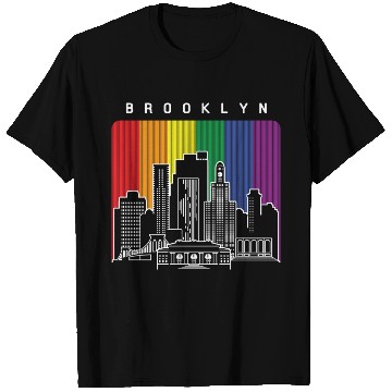 Discover Brooklyn New York Skyline Rainbow Flag T Shirts
