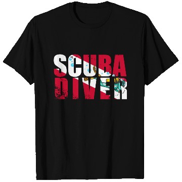 Discover Scuba Diver Red White Flag Vintage Scuba Diving T Shirts