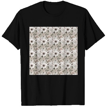 Discover Beige Sage Green Floral Pattern T Shirts