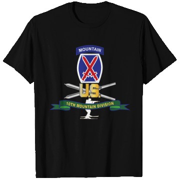 Discover Army 10th Mountain Division SSI w Ski Branch Ribbo T Shirts