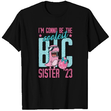 Discover Coolest Big Sister 2023 Baby Pregnancy Dino Girls T Shirts