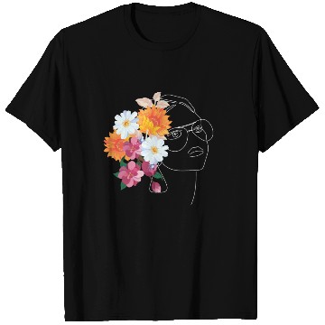 Discover Beautiful face with colorful flowers . T Shirts