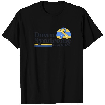 Discover Down Syndrome Awareness Retro Sunset Yellow Blue T Shirts