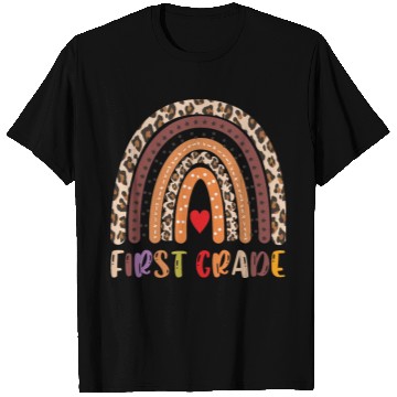 Discover First Grade Teacher Leopard Rainbow T Shirts