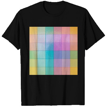 Discover Rainbow Shimmer Multi Squares Pattern T Shirts