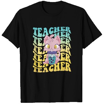 Discover Boba Tea Teacher Kawaii Cat Groovy Back To School T Shirts
