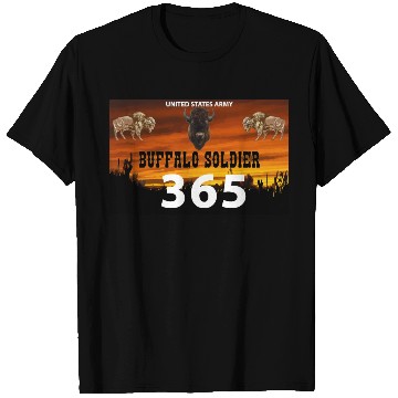Discover US Army Buffalo Soldier 365 w Buffalo Head Center T Shirts