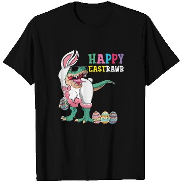 Discover Happy Eastrawr T Rex Dinosaur Easter Bunny Egg T Shirts