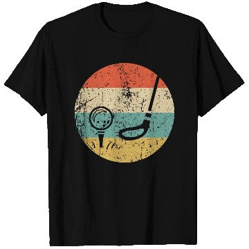 Discover Golf Ball and Club Icon Retro Golfing T Shirts