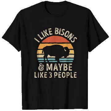Discover I Like Bisons and Maybe 3 People Retro Sunset Vint T Shirts