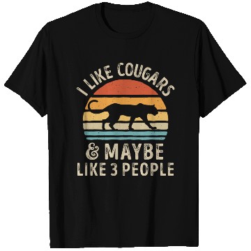 Discover I Like Cougars and Maybe 3 People Retro Sunset Vin T Shirts