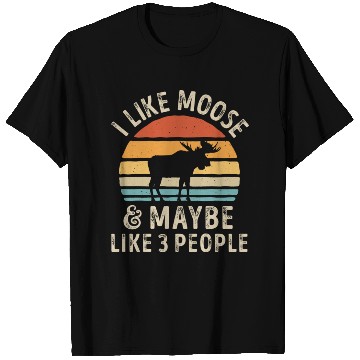 Discover I Like Moose and Maybe 3 People Retro Sunset Vinta T Shirts