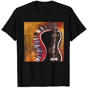 Discover abstract colorful guitar painting T Shirts
