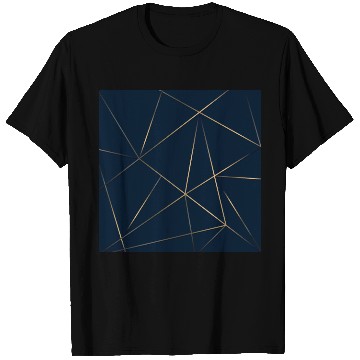 Discover Luxury Gold Navy Blue Geometric Polygon T Shirts