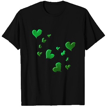 Discover Hearts pattern green icon glitter T Shirts
