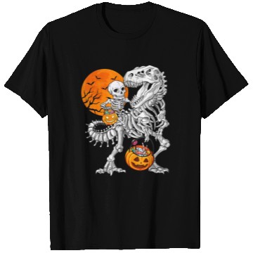 Discover Skeleton Dinosaur T rex Boys Funny Halloween Mummy T Shirts