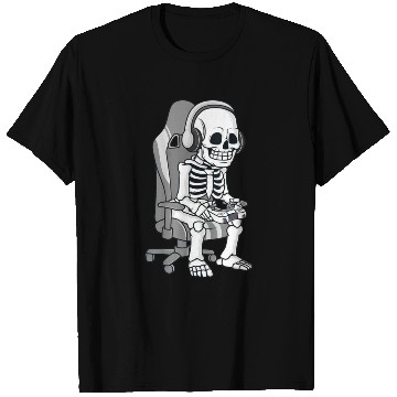 Discover Gaming Halloween Skeleton Scary Gamer Boys Kids T Shirts