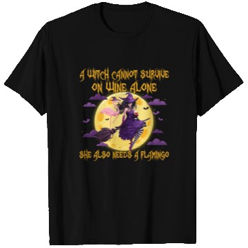 Discover Witch and Flamingo Halloween T Shirts