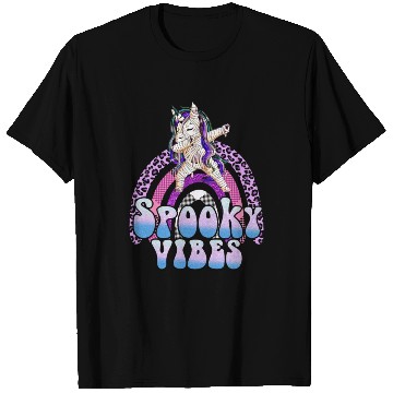 Discover Spooky Vibes Halloween Unicorn Rainbow Girls T Shirts