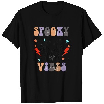 Discover Spooky Vibes Retro Skeleton Hands Gift For Boys T Shirts