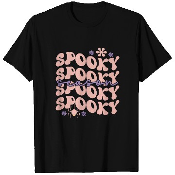 Discover Spooky Spooky Season Cute Retro Wavy Text Design T Shirts
