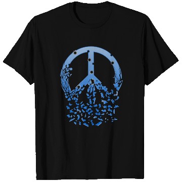 Discover Blue Peace Sign Bullet Holes Disintegrates T Shirts