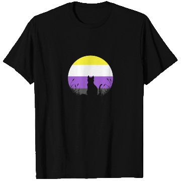 Discover Cat Moon LGBT Nonbinary Flag T Shirts