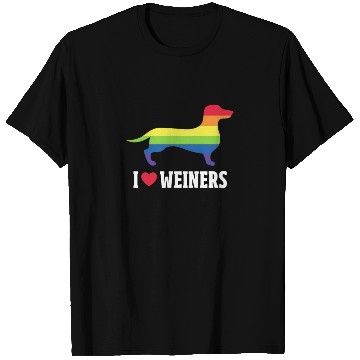 Discover I Love Weiners LGBT Rainbow Flag T Shirts