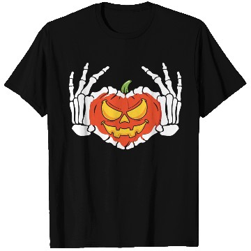 Discover Skeleton Hand Heart Sign Funny Halloween T Shirts