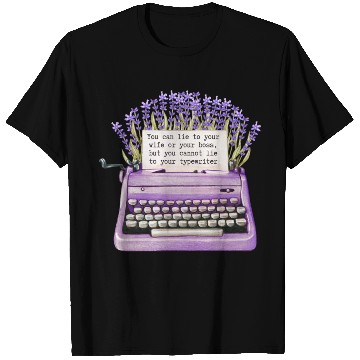 Discover Cute Purple Flower Printed Typewriter T Shirts