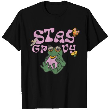 Discover Stay Grvy - Pink Dark Green Typecentric T Shirts