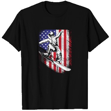 Discover Patriotic Snowboarder American Flag Snowboarding T Shirts