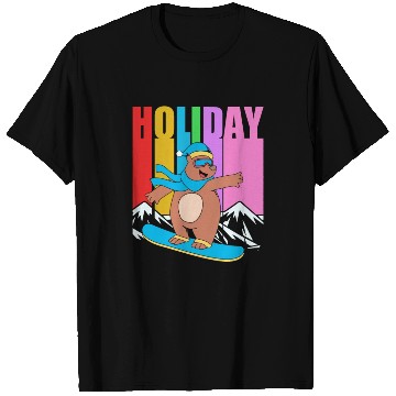 Discover Winter Holiday Bear Snowboard Retro Snowboarding T Shirts