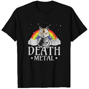 Discover Death Metal Rock Satan Cat For Concerts Festivals T Shirts