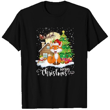 Discover Funny Cute Fox Lover Merry Christmas Gift T Shirts