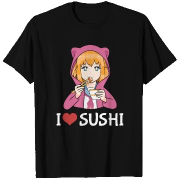 Discover Kawaii Anime Girl I Love Sushi T Shirts