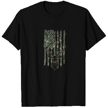 Discover Silhouette of a deer with camouflage american T Shirts