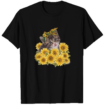 Discover Sunflower Cat Lover Cute Kitten Lady Gift T Shirts