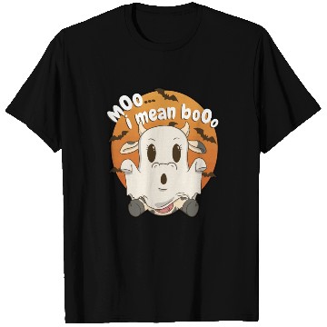 Discover Moo I Mean Boo Ghost Cow Pumpkin Moon Lazy T Shirts