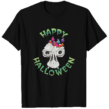 Discover Candy Skull Happy Halloween Cartoon T Shirts