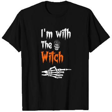 Discover I'm with the witch, Scary and funny witch skull T Shirts