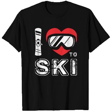 Discover I Love To Ski Winter Sport Snowboarding Skiing T Shirts