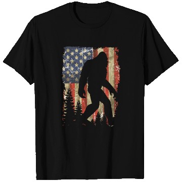 Discover Bigfoot Believe Sasquatch American Flag Silhouette T Shirts