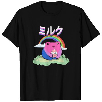 Discover Kawaii Frog Strawberry Milk Bisexual Pride Flag T Shirts