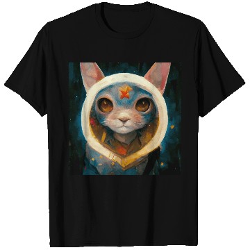 Discover Realistic cat in space painting T Shirts