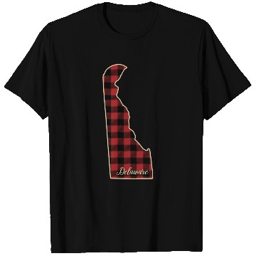 Discover Delaware Buffalo Plaid Silhouette Home State Pride T Shirts