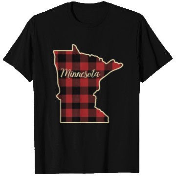 Discover Minnesota Buffalo Plaid Silhouette Home State T Shirts