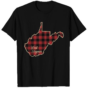 Discover West Virginia Buffalo Plaid Silhouette Home State T Shirts