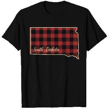 Discover South Dakota Buffalo Plaid Silhouette Home State T Shirts